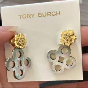 Tory Burch Gold and Silver Floral Earrings